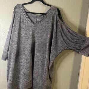 Lane Bryant 22/24 Women's Blouse Peekaboo zippered shoulders loose fitted v neck